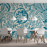 Tapet personalizat Mozaic cu model tropical de mosaic - BLUE INDIAN
