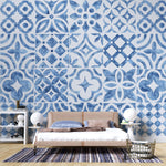 Tapet personalizat Mozaic cu mosaic abstract in nuante de albastru - WATERCOLOR MOSAIQUE