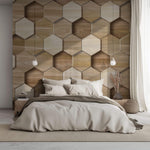 Tapet personalizat Mozaic cu mosaic ceramic 3D ce ilustreaza textura de lemn - WOOD TILES