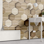 Tapet personalizat Mozaic cu mosaic ceramic 3D ce ilustreaza textura de lemn - WOOD TILES