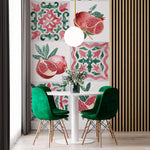 Tapet personalizat Mozaic cu mosaic fructat cu rodii - POMEGRANATE TILES