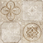 Tapet personalizat Mozaic cu elemente florale in nuante de bej granit - ANCIENT TILES