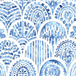 Tapet personalizat Mozaic cu mosaic albastru in nuante de albastru watercolor - BLUE ARCHES TILES