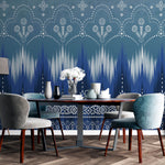 Tapet personalizat Mozaic cu motive indiene in nuante de albastru - BLUE MUMBAI