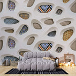 Tapet personalizat Mozaic cu perete 3D si elemente de mosaic colorat - STONE MOSAIQUE