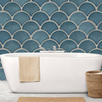 Tapet personalizat Mozaic cu mosaic ceramic albastru - BLUE SHELL MOSAIC