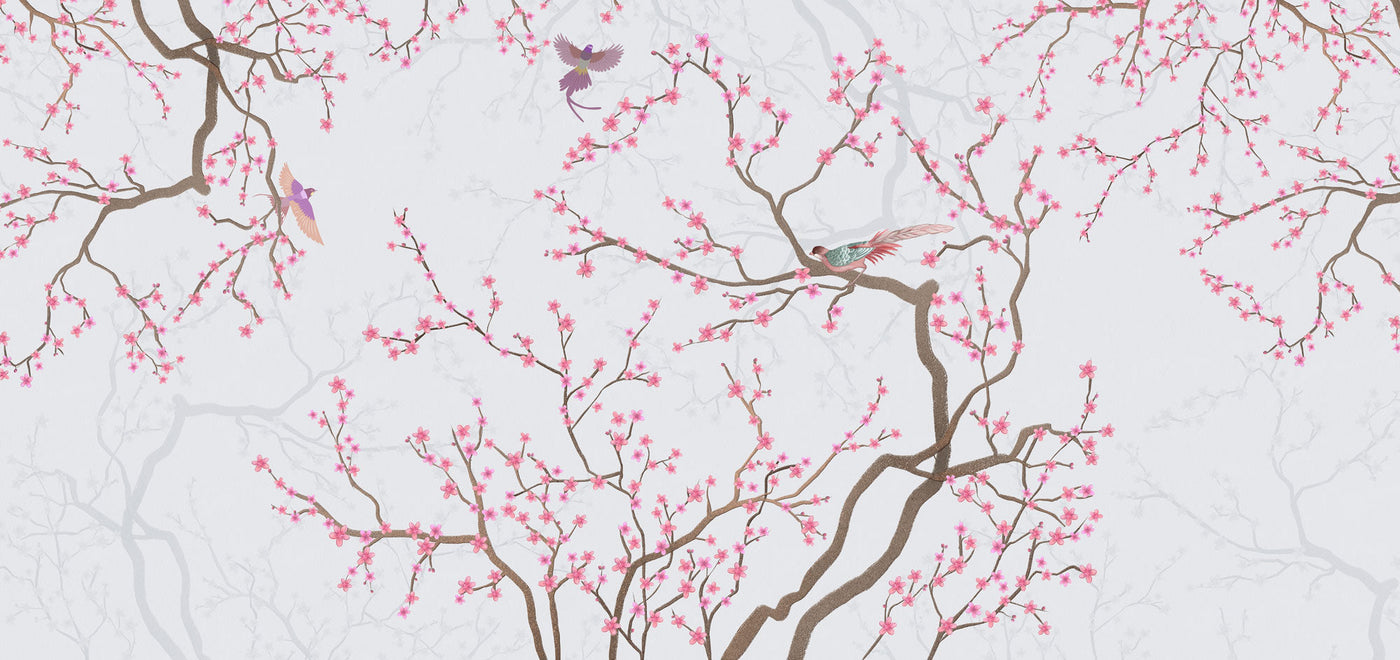 fototapet-personalizat-zen-oriental-chinoiserie-cu-copaci-infloriti-roz-si-pasari-pink-blossom