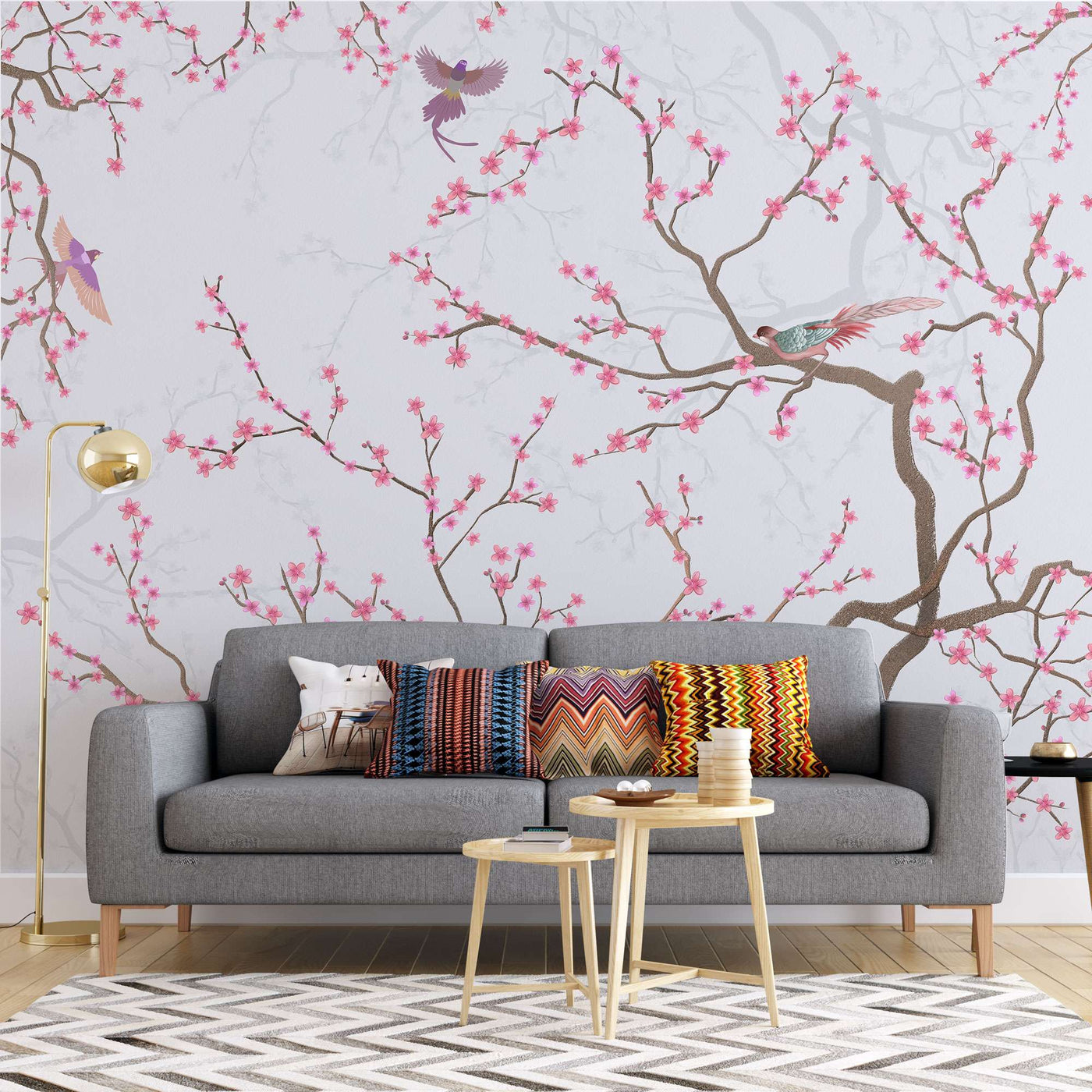 fototapet-personalizat-zen-oriental-chinoiserie-cu-copaci-infloriti-roz-si-pasari-pink-blossom