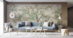 Tapet personalizat zen oriental chinoiserie cu peisaj oriental cu pasari si copaci inconjurati de lac oriental landscape