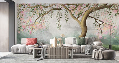 tapet personalizat zen oriental cu infloriri delicate de cires creand o atmosfera primavaratica plina de eleganta si fragilitate cherry whispers