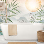 Tapet personalizat zen oriental cu un peisaj al muntelui la apus inspirand o stare de profunda liniste si o invitatie la contemplare si armonie interioara mindfulness