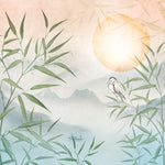 Tapet personalizat zen oriental cu un peisaj al muntelui la apus inspirand o stare de profunda liniste si o invitatie la contemplare si armonie interioara mindfulness