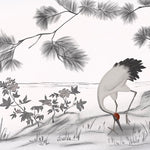 Tapet personalizat zen oriental cu o schita artistica de cocor creand un efect vizual delicat si plin de gratie sketch crane