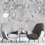 Tapet personalizat zen oriental chinoiserie cu elemente florale pe un fundal de umbre de bambus aducand o nota de eleganta exotica si rafinament bamboo chinoiserie