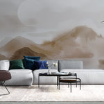 Tapet personalizat zen oriental cu un munte delicat in acuarela evocand fragilitatea naturii si serenitatea peisajului frail mountain