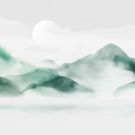 Tapet personalizat zen oriental cu un munte invaluindu se in ceata creand o atmosfera de mister calm si profunzime misty mountain
