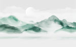 Tapet personalizat zen oriental cu un munte invaluindu se in ceata creand o atmosfera de mister calm si profunzime misty mountain