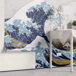 Tapet Zen Oriental cu ilustratia tsunami-uli japonez si barci de lemn - JAPANESE TSUNAMI