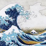 Tapet Zen Oriental cu ilustratia tsunami-uli japonez si barci de lemn - JAPANESE TSUNAMI