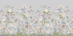 Tapet Zen Oriental cu gradina inflorita in stil chinoiserie cu fundal gri-albastrui - LIGHT BLUE CHINOISERIE