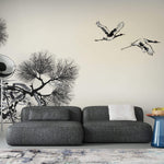 Tapet Zen Oriental cu natura orientala abstracta - INK CRANES