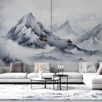 Tapet Zen Oriental cu munti inalti inzapeziti si ceata - WINTER PEAKS