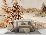 Tapet Zen Oriental cu pictura in stil papyrus - PAPYRUS LANDSCAPE