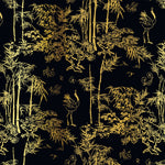 Tapet Zen Oriental cu bambusi aurii pe un fundal negru - GOLDEN BAMBOO FOREST