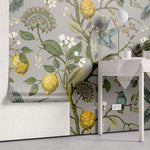 Tapet Zen Oriental cu lamai inflorit si pasari colorate - HUMMINGBIRD LEMON TREE