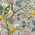 Tapet Zen Oriental cu lamai inflorit si pasari colorate - HUMMINGBIRD LEMON TREE