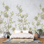 Tapet Zen Oriental cu copaci mimosa pe un fundal texturat - MIMOSA TREE