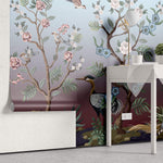 Tapet Zen Oriental cu copaci infloriti si pasari orientale - CANDY BIRDS CHINOISERIE