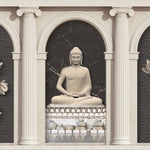 Tapet Zen Oriental cu coloane si statueta lui Buddha - STONE ARCHES BUDDHA
