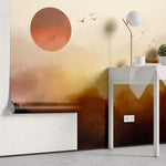 Tapet Zen Oriental cu peisaj montan de apus - BLOOD MOON DUSK