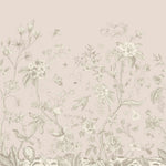 Tapet Zen Oriental cu gradina inflorita in stil chinoiserie in nuante de roz pal - LIGHT PINK CHINOISERIE