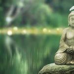 Tapet Zen Oriental cu peisaj natural si statueta lui Buddha - LAKE BUDDHA