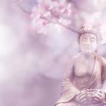 Tapet Zen Oriental cu ciresi infloriti si statueta lui Buddha - CHERRY BLOSSOM BUDDHA