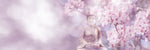 Tapet Zen Oriental cu ciresi infloriti si statueta lui Buddha - CHERRY BLOSSOM BUDDHA