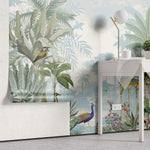 Tapet Zen Oriental cu pasari orientale si templu indian - BIRDS SCENERY