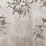 Tapet Zen Oriental cu pruni asiatici si pasari sepia - SEPIA PLUM TREE