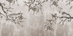 Tapet Zen Oriental cu pruni asiatici si pasari sepia - SEPIA PLUM TREE