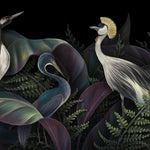 Tapet Zen Oriental cu cocori pauni si vegetatie intunecata - ORIENTAL BIRDS NIGHT