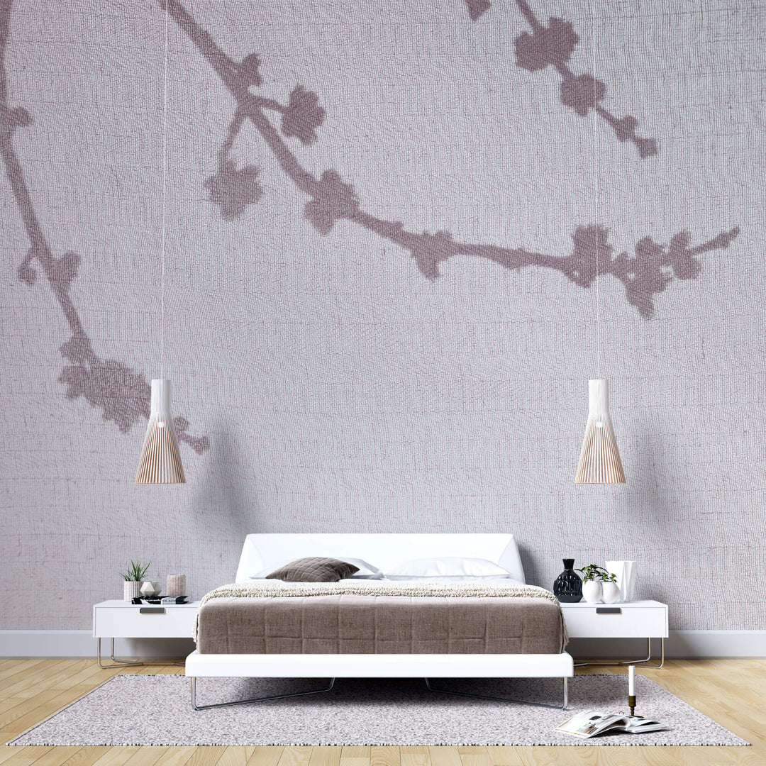 Tapet Zen Oriental cu umbre de cires pe material textil - LINEN SHADOWS