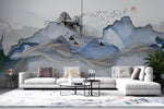 Tapet Zen Oriental cu peisaj abstract montan si elemente asiatice - WAVY LANDSCAPE