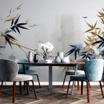 Tapet Zen Oriental cu bambusi albastri si bej - SERENE BAMBOO