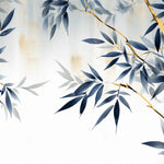 Tapet Zen Oriental cu bambus albastru - GOLD BRANCH BAMBOO
