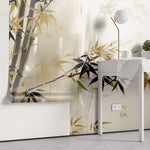 Tapet Zen Oriental cu bambus auriu - FALL BAMBOO