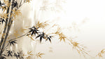 Tapet Zen Oriental cu bambus auriu - FALL BAMBOO