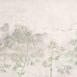 Tapet Zen Oriental cu bambus verde pe fundal texturat crem - ZEN PLASTER WALL