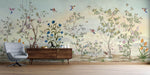 Tapet Zen Oriental cu gradina inflorita si pasari in zbor - SPRING MELODY